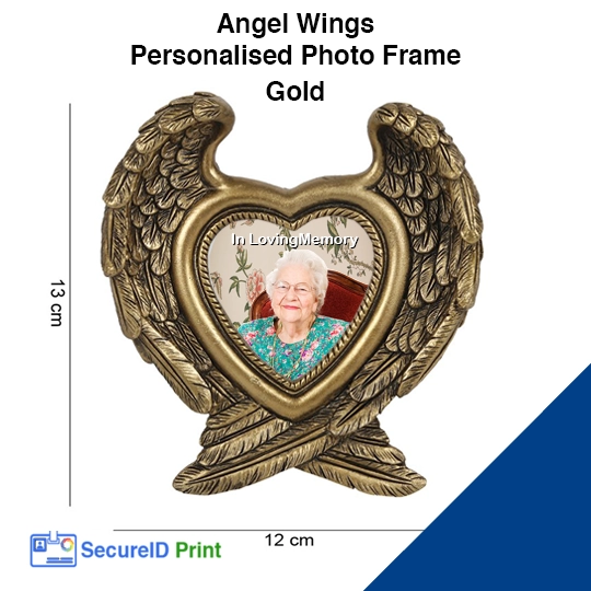 angel wings photo frame gold